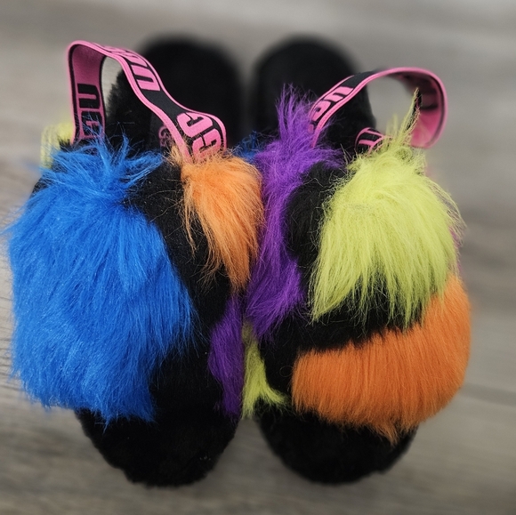 UGG Fluff Yeah Party Spots Sheepskin Slide Sandals Slippers - Picture 4 of 8